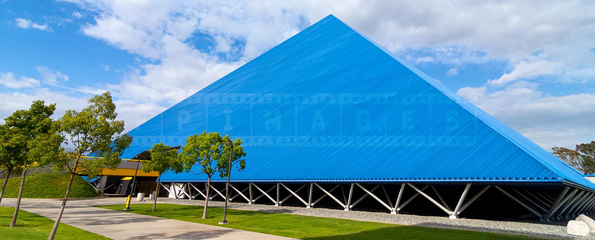 Cobalt blue pyramid and beautiful grounds